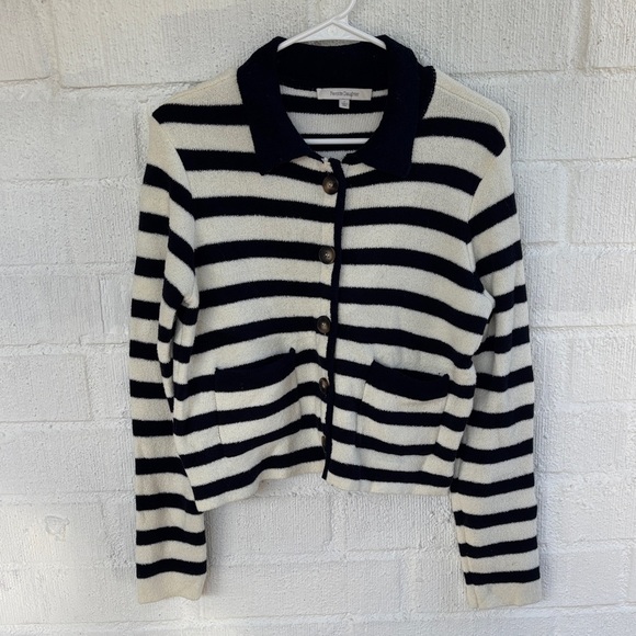 Favorite Daughter The Annabel Nautical Navy and White Striped Button-Up Jacket - Picture 3 of 7